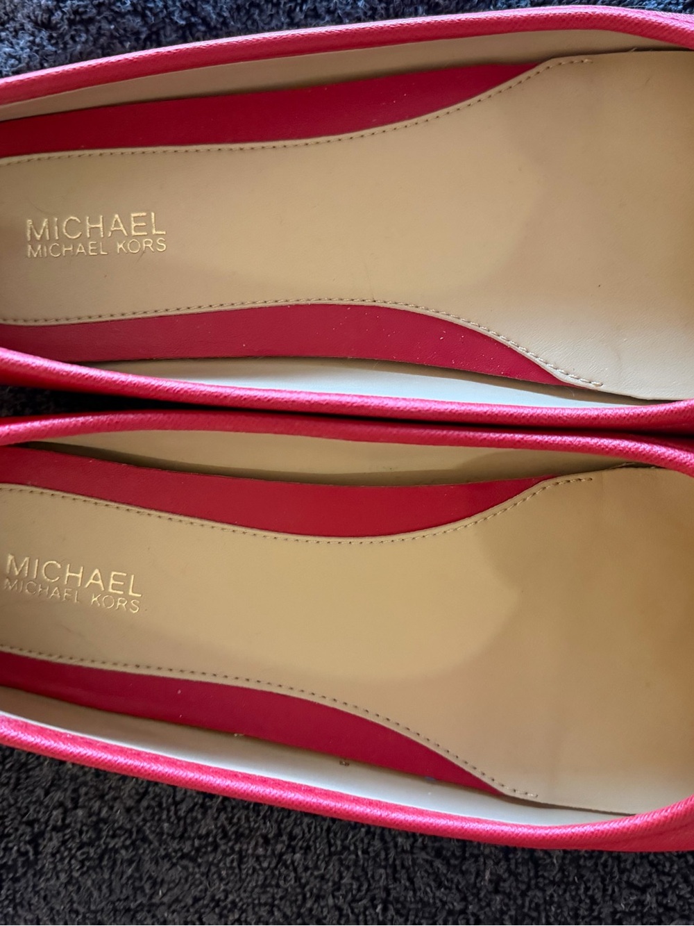 Michael Kors Red Leather MK Logo Ballet Flats - Picture 5 of 5